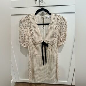 Reformation Cream Midi Dress with Smocked Bodice and Puff Sleeves